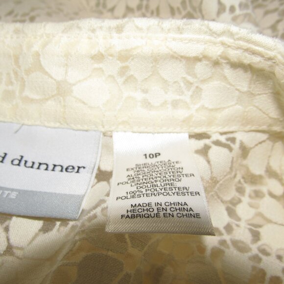 Alfred Dunner Petite Cream Floral Eyelet Lace Button-Up Blouse Size10P - Picture 8 of 9